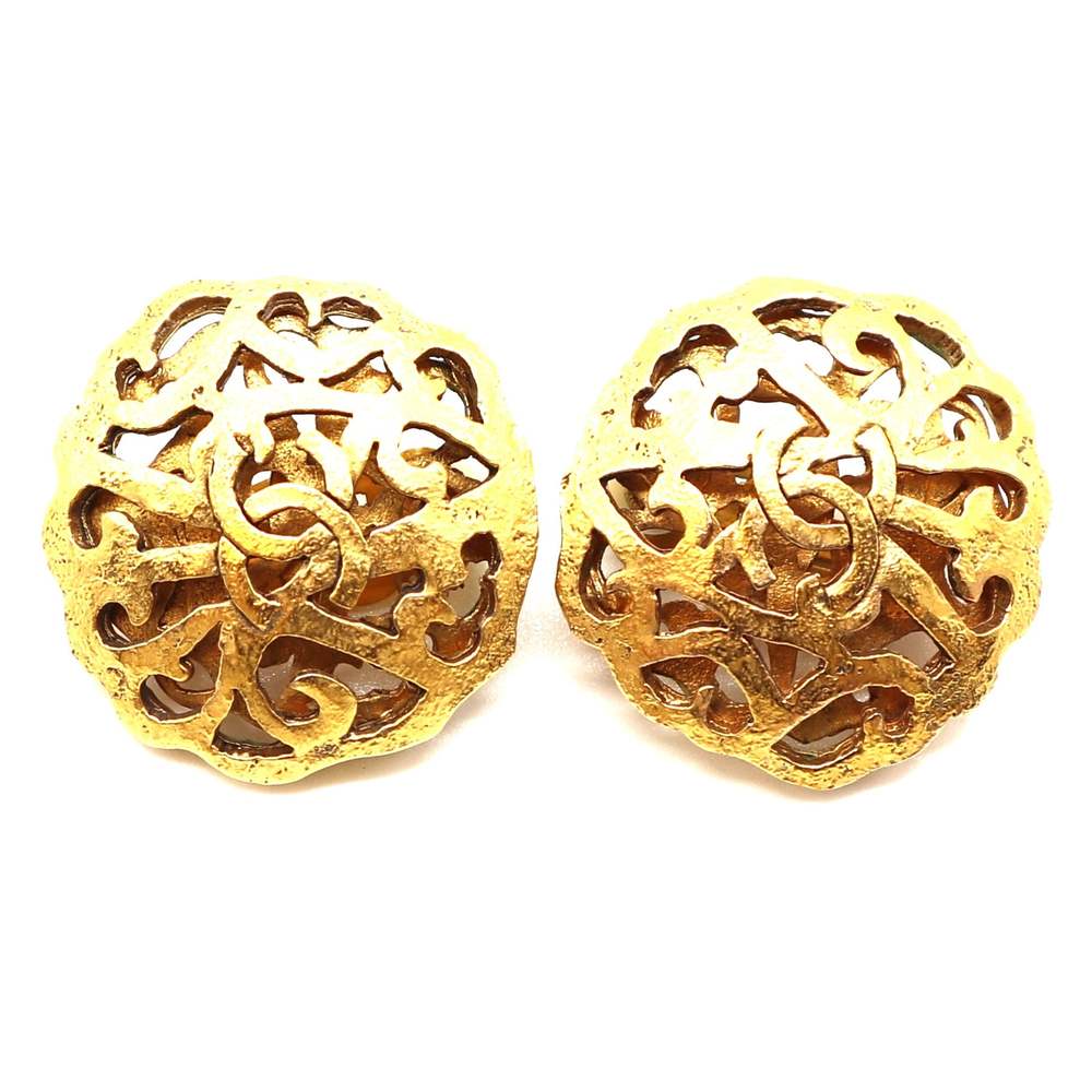 Chanel Gold Cutout CC Clip On Earrings - Picture 6 of 12